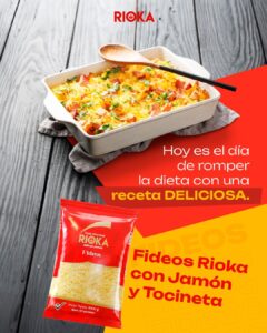 Fideos Rioka con Jamón y Tocineta