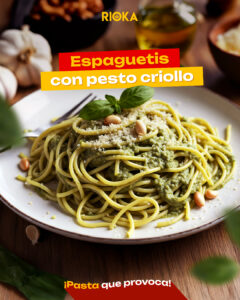 Espaguetis con pesto